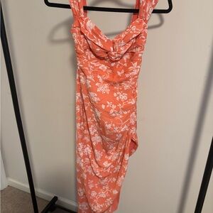 Abercrombie & Fitch Asymmetrical Floral Dress in Orange and White